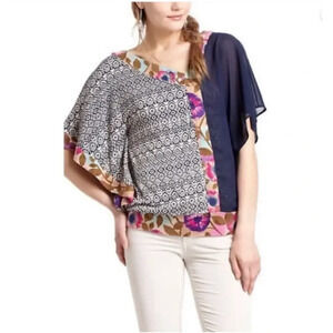 Anthropologie Top Vanessa Virginia Size XS Asymmetric Multicolor Patchwork